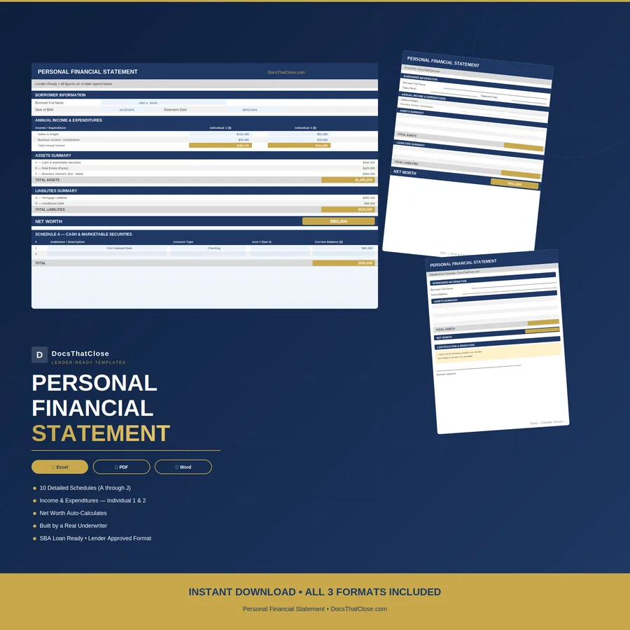 Personal Financial Statement template