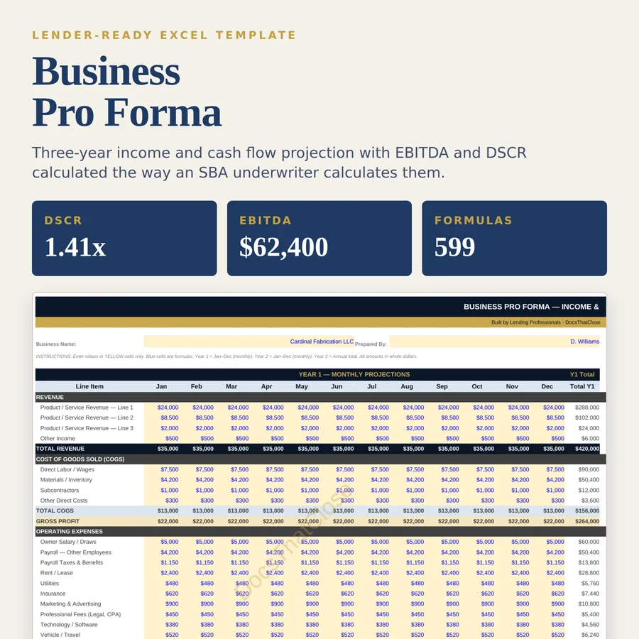 Business Pro Forma template